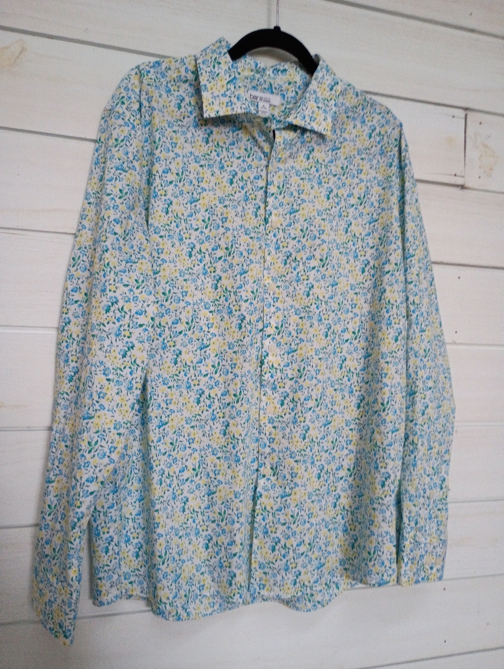 Bar III Men's Floral Button-Up Shirt in Light Blue and Yellow